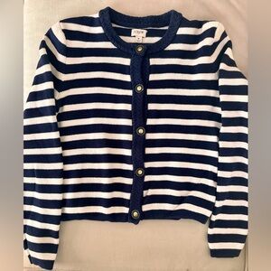 J. Crew Factory Navy and White Striped Lady Sweater Cardigan